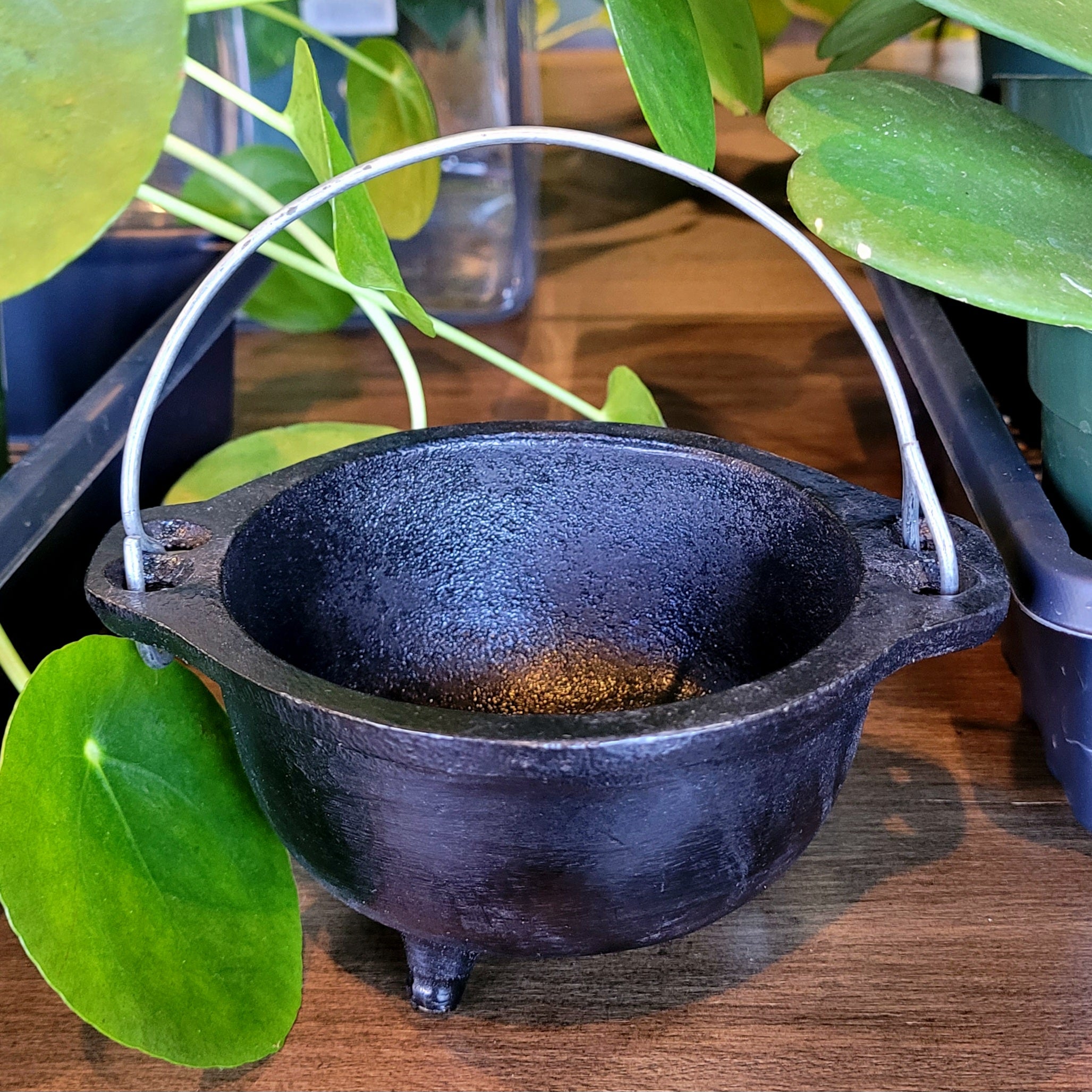 Cast Iron Cauldron with Handle - Incense Burner, Candle Holder, Smudge Pot