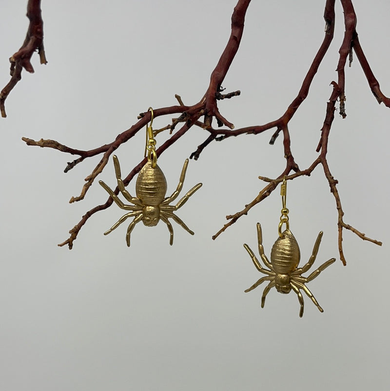 Brass Spider Earrings