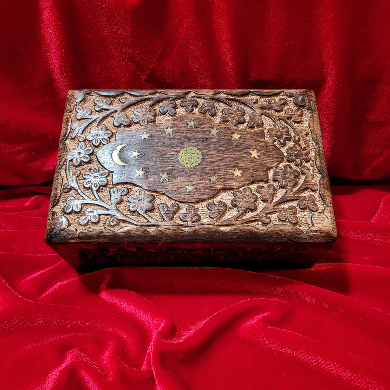 Celestial Carved Wooden Box