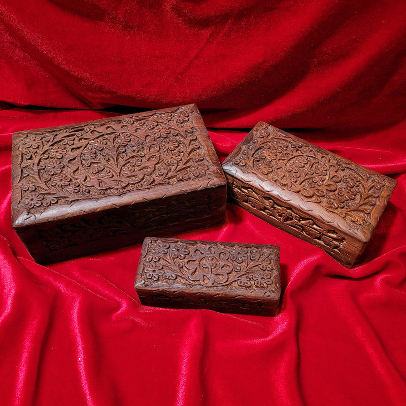 Floral Carved Wooden Box