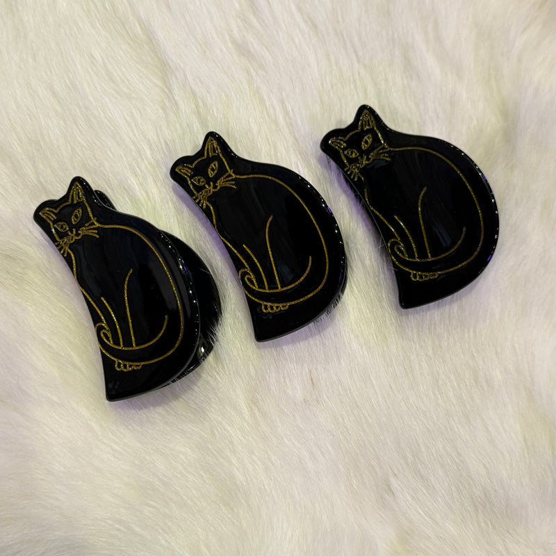 Black Cat Hair Claw Clip