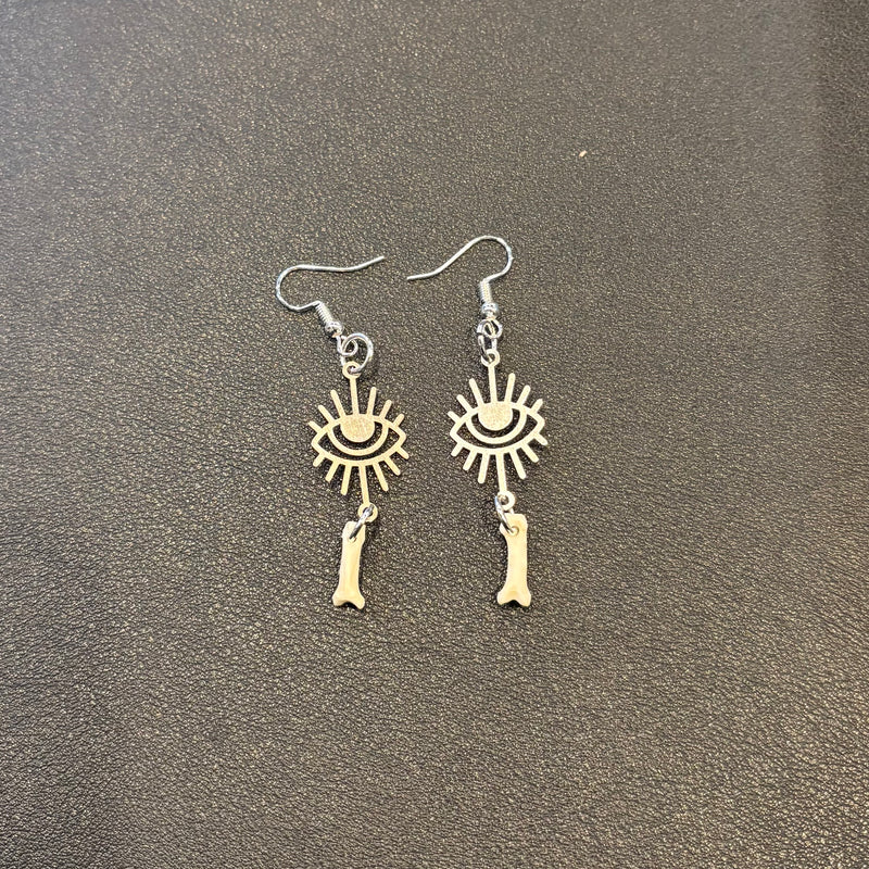 Raccoon Toe Bone Eye Earrings