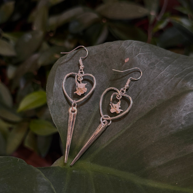 Snake Vertebrae Heart Hoops with Spike
