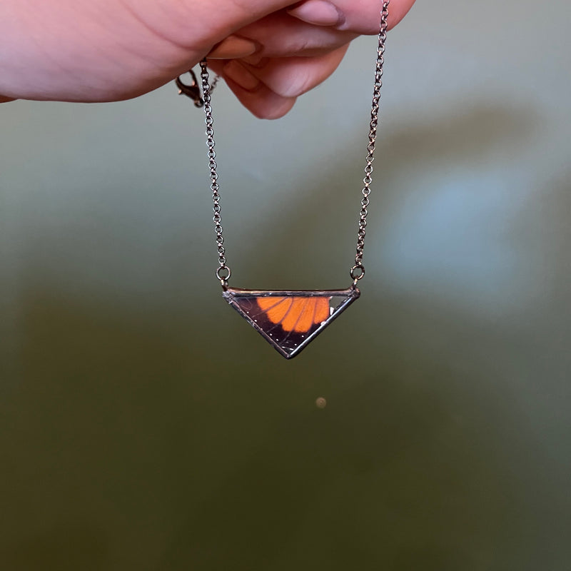 Queen Butterfly Small Triangle Necklace