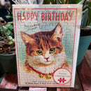 Happy Birthday Cat Puzzle Greeting Card