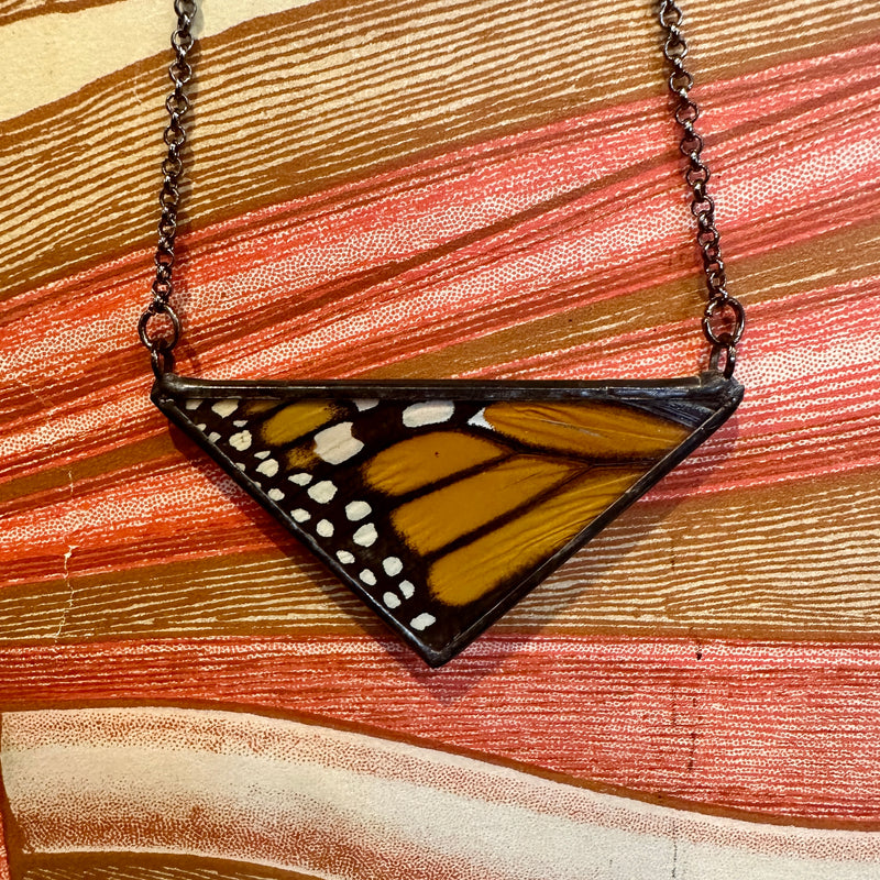 Monarch Butterfly Large Triangle Necklace