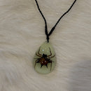 Spiny Spider Glow in the Dark Tear Drop Necklace