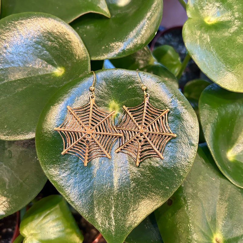 Bronze Spiderweb Earrings