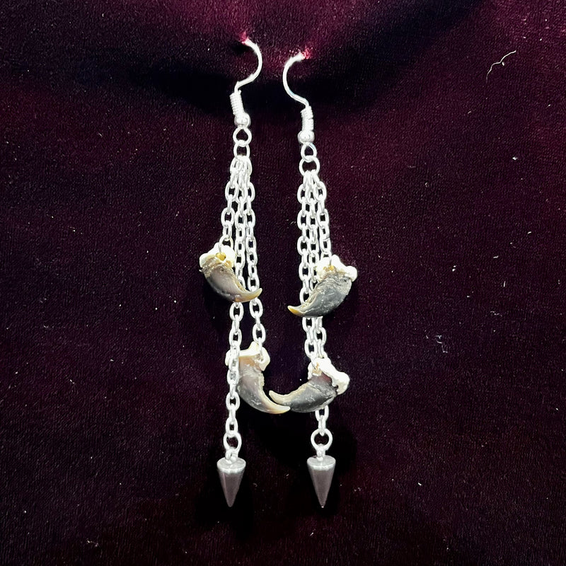 Double Raccoon Claw Earrings with Spike