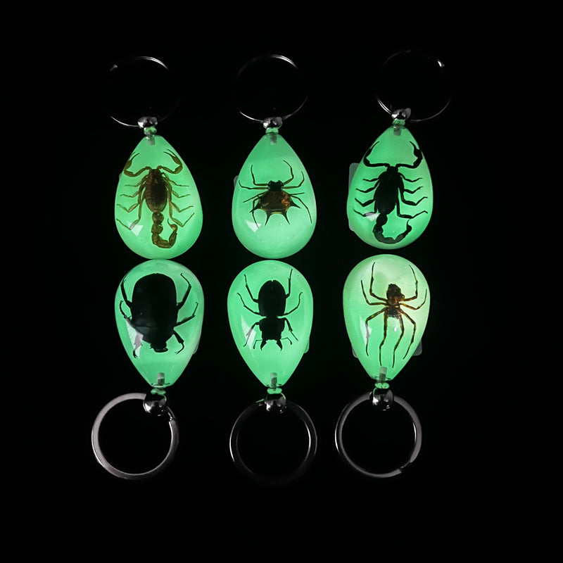 Green Chafer Beetle Glow in the Dark Tear Drop Keychain