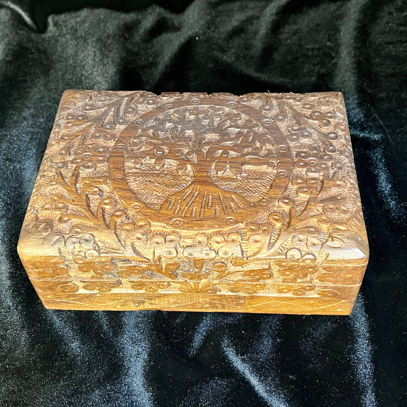 Tree of Life Carved Wooden Box