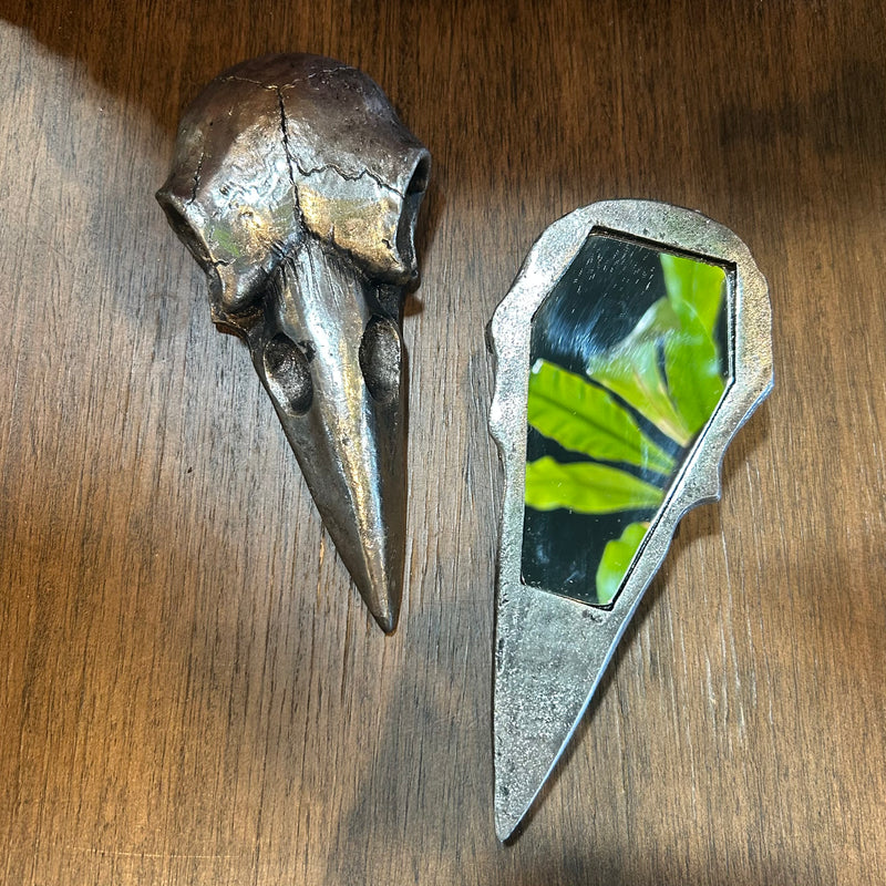 Raven Skull Hand Mirror