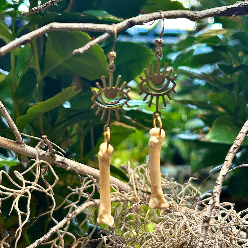 Otter Paw Bone Eye Earrings