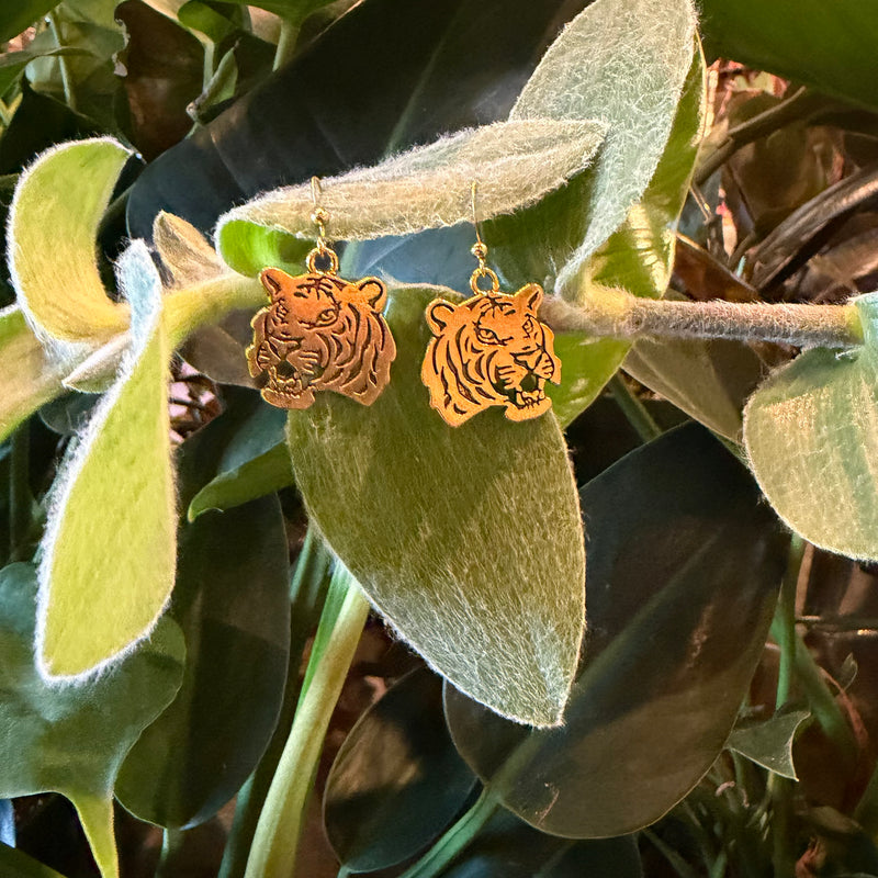 Gold Tiger Earrings