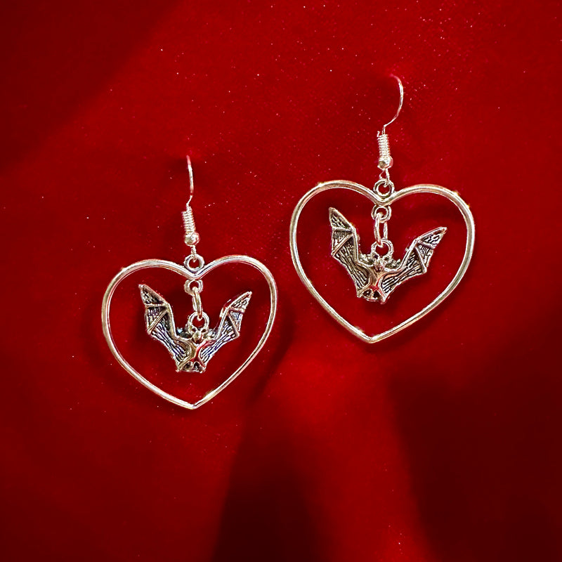 Bat Heart Earrings