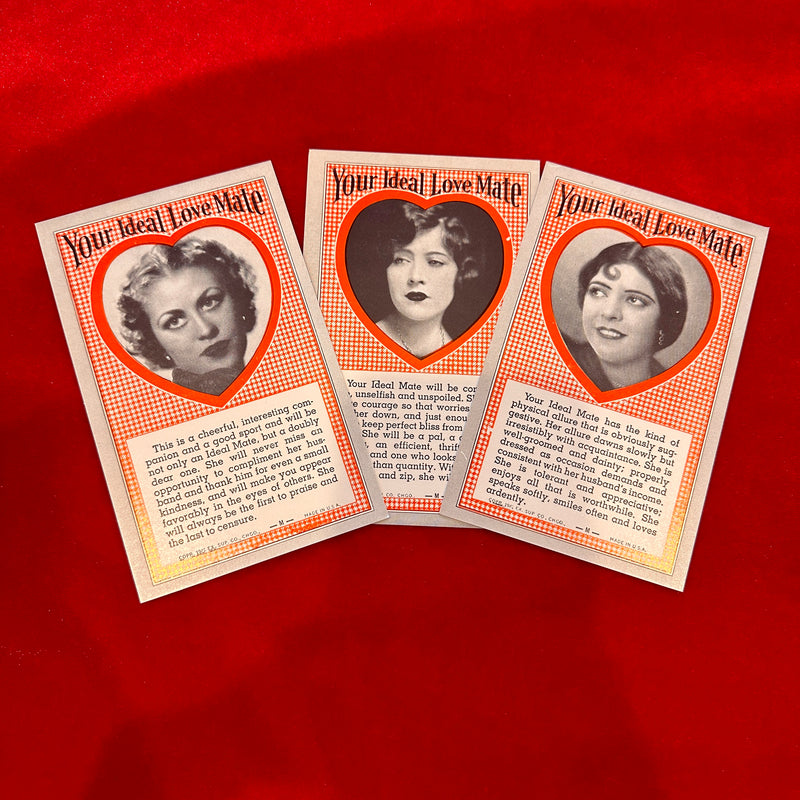 Who is Your Ideal Love Mate Vintage 1940's Fortune Telling Card