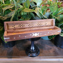 Triple Moon Wood Incense Burner Box