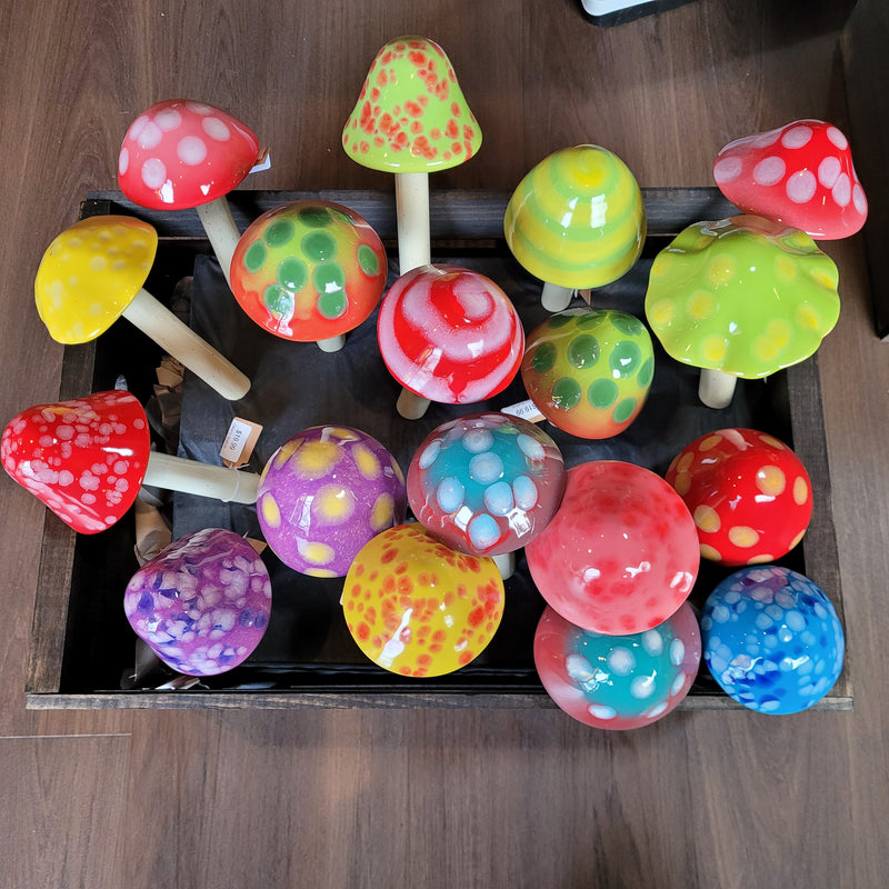 9" Ceramic Mushroom Garden Stake