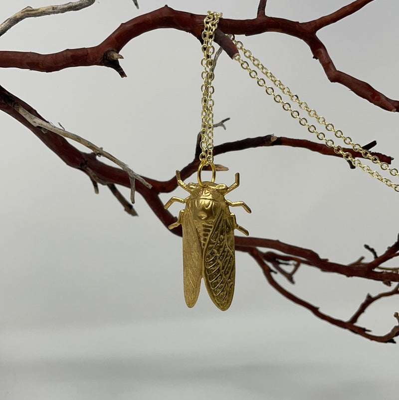 Brass Cicada Necklace
