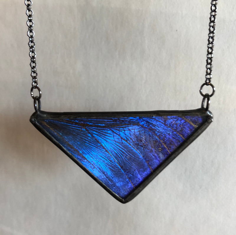 Morpho Butterfly Large Triangle Necklace