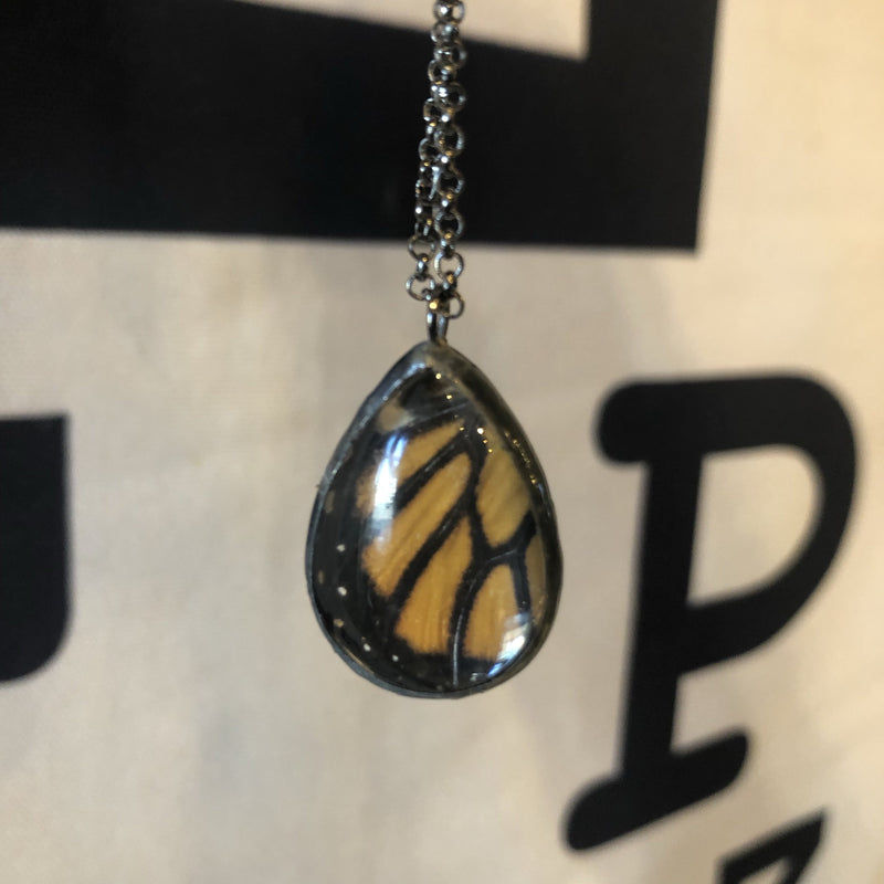 Monarch Butterfly Teardrop Necklace - Curious Nature