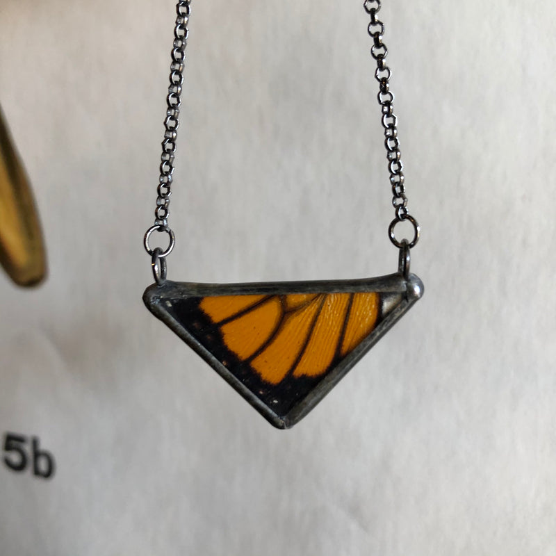 Monarch Butterfly Small Triangle Necklace