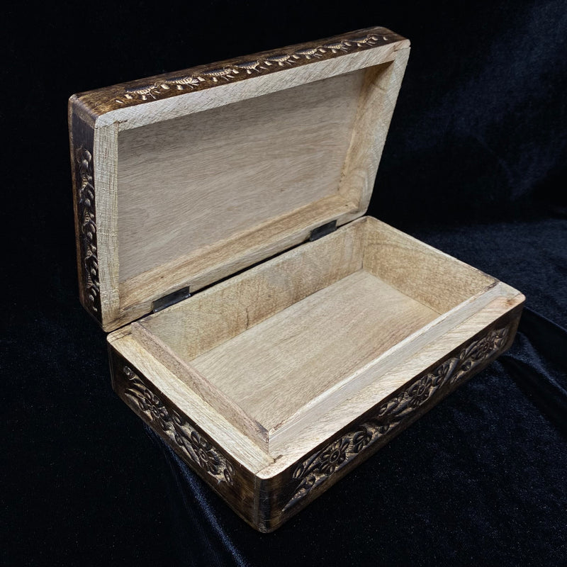 Wooden Box with Floral Carvings