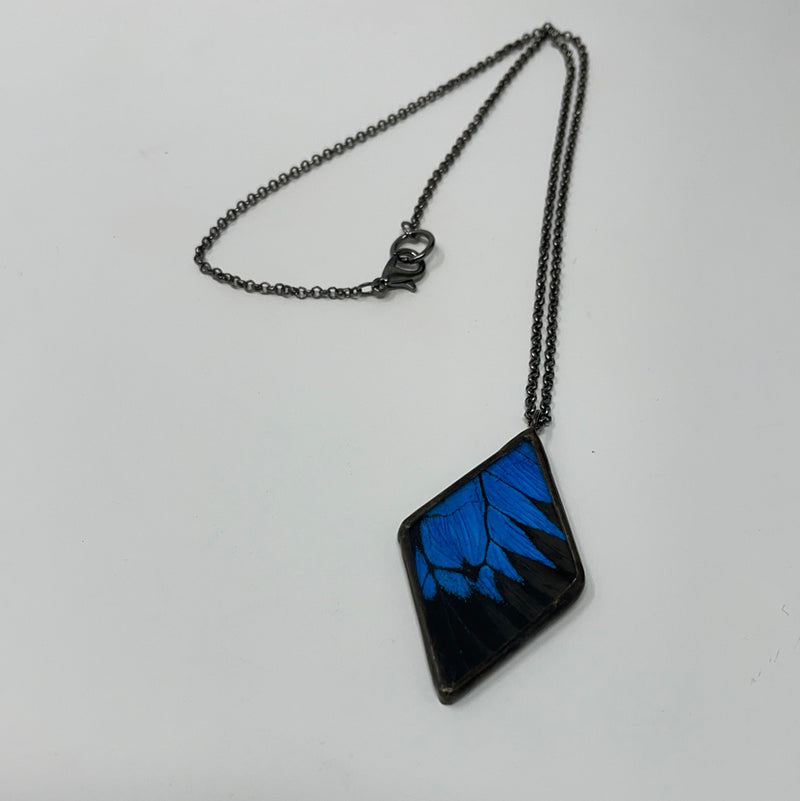 Blue Mountain Swallowtail Butterfly Large Diamond Necklace